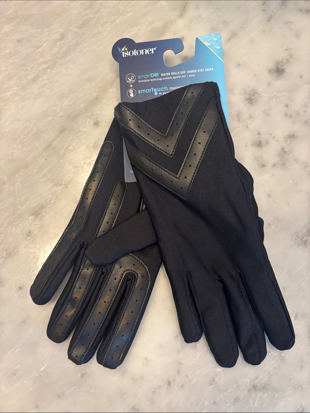isotoner Black Men’s SmartTouch Chevron Detail Gloves